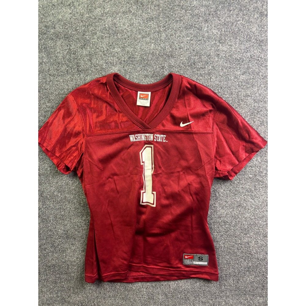 Nike Washington State Cougars Jersey Womens Small Crimson Red Number 1 V-Neck
